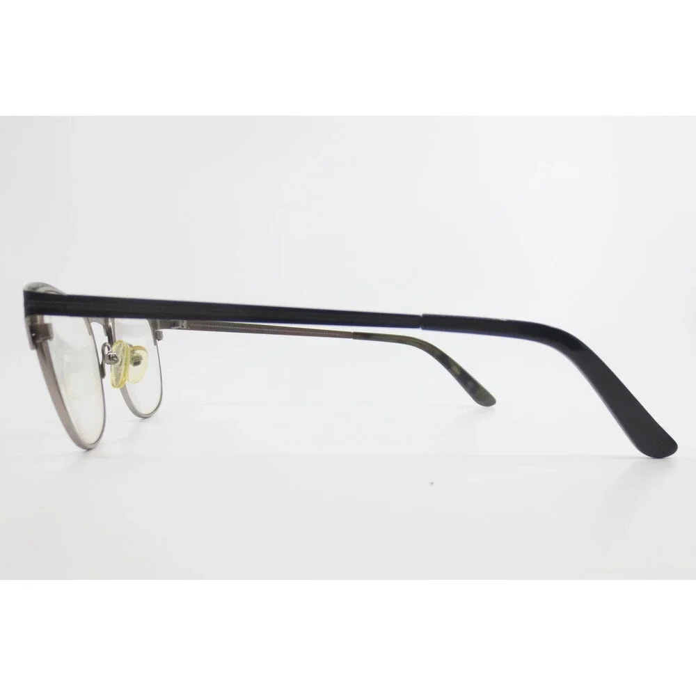 Unbranded Clubmaster Style Eyeglasses Black Silver Tone 50-19 Demo Lenses 39991